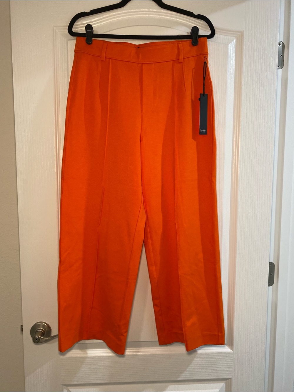 Nicole Miller Bright Orange High-Waist Wide-Leg Pants